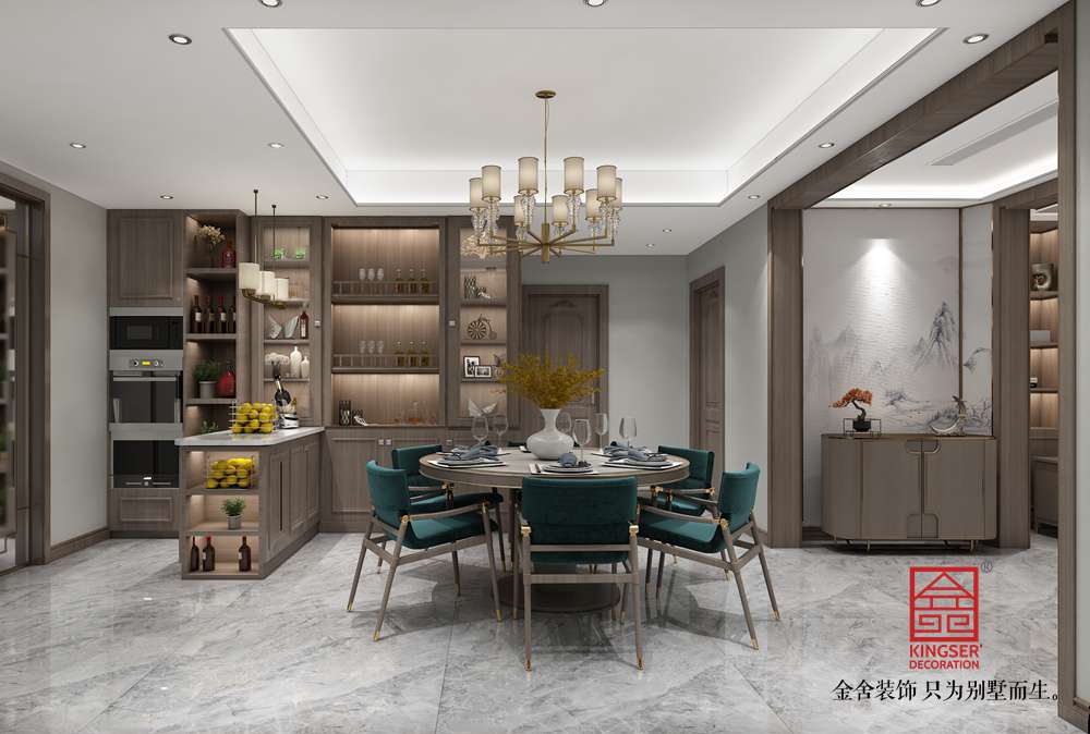 融創(chuàng)中心180平中式風格裝修-餐廳