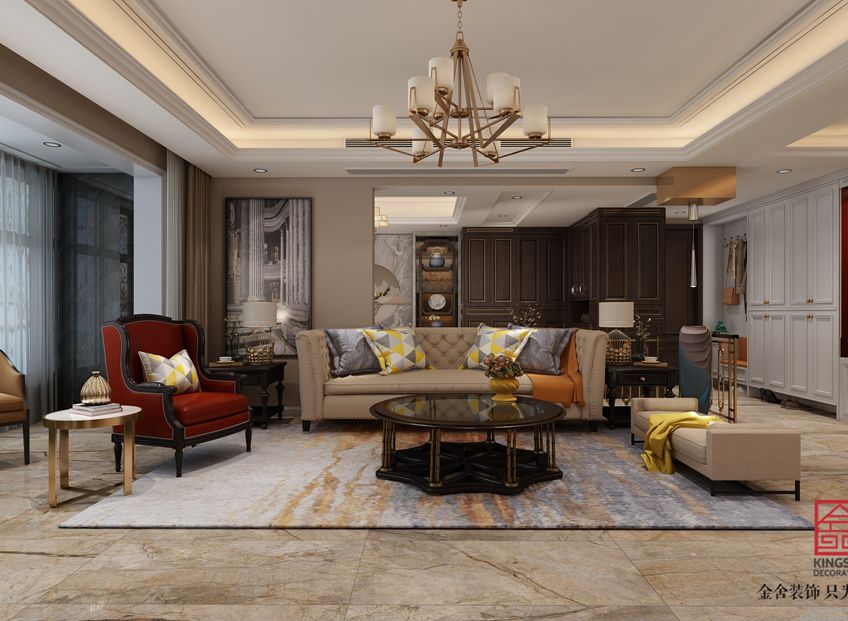 深州國(guó)賓壹號(hào)200平米美式風(fēng)格裝修效果圖