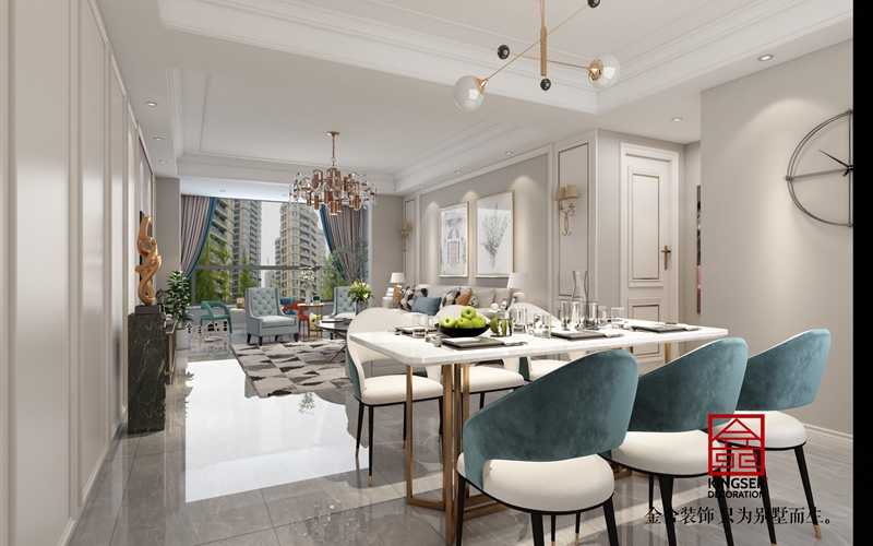 九里晴川142㎡美式輕奢風(fēng)格餐廳裝修設(shè)計(jì)