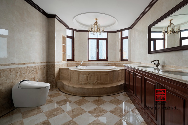 天下玉苑中式別墅裝修衛(wèi)生間實景圖